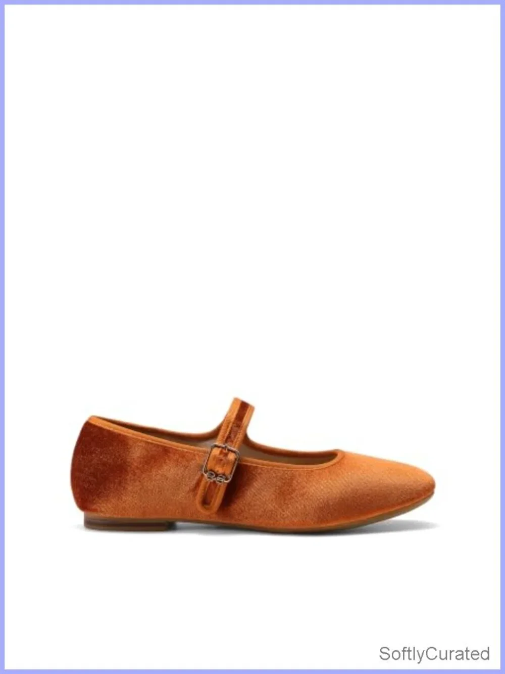 Velvet Mary Jane Ballet Flats Square Toe Buckle Strap Comfort